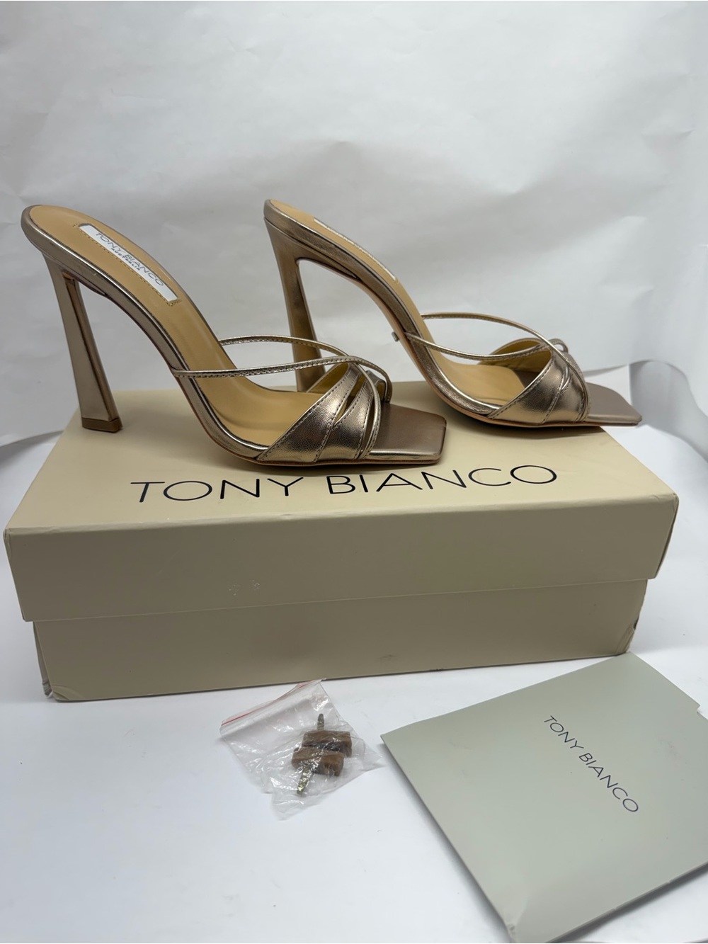 Tony Bianco Vanquish Mule in Amber Metallic open toe high heel pink silver - Picture 2 of 6